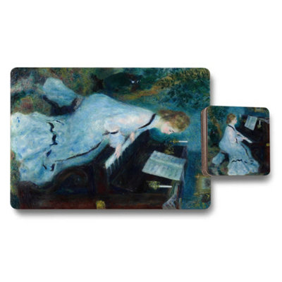 B&Q -  Placemat And Coaster Set Featuring Designer Artwork And Wood Base Exclusive Collection