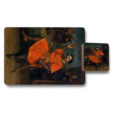 B&Q -  Placemat And Coaster Set Of 12 With Museum Quality Giclée Print On Wood Bottom Limited Edition