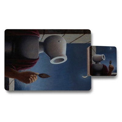 Benjamin Tate Design Artisan Placemat And Coaster Set With Wood Bottom And High End Print Technology Exclusive Edition from B&Q
