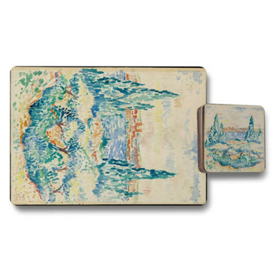 Benjamin Tate Design Artisan Gallery Collection Placemat Coaster Set With Wood Backing And Fine Art Print Limited Edition from B&Q
