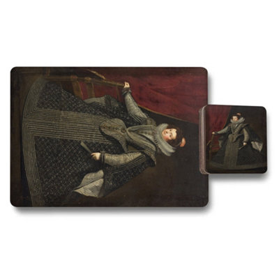 B&Q -  Placemat And Coaster Set With Wood Base Designer Artwork Collection Subtle Exclusive Design