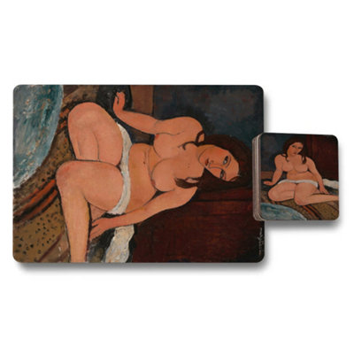 B&Q -  Placemat And Coaster Set Fine Art Print On Wood Bottom Designer Artwork Limited Edition