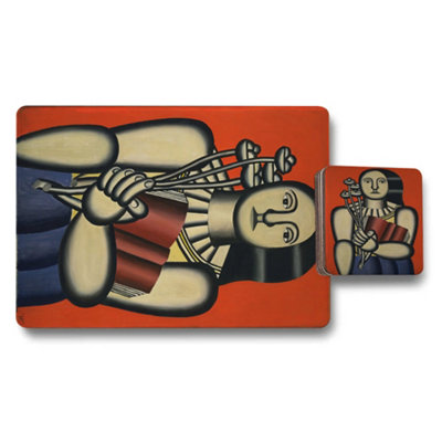 B&Q -  Placemat And Coaster Set With Wood Base Abstract Artwork Collection Limited Edition