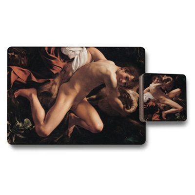 Benjamin Tate Design Fine Art Giclee Placemat And Coaster Set In Walnut Wood Base Limited Edition Collectible from B&Q