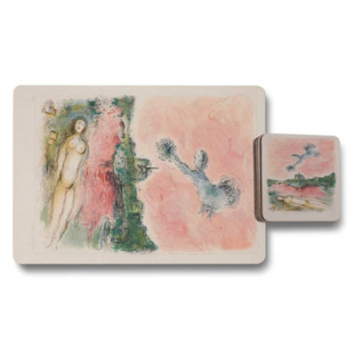 B&Q -  Artisan Collection Placemats And Coasters Set With Wood Bottom Designer Artwork Limited Edition