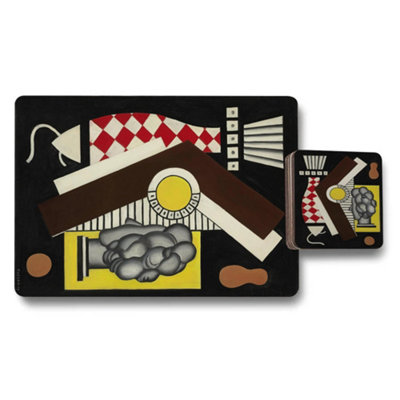 B&Q -  Designer Artwork Placemat And Coaster Set Of Twelve With Wood Base High End Print Technology Exclusive Collection