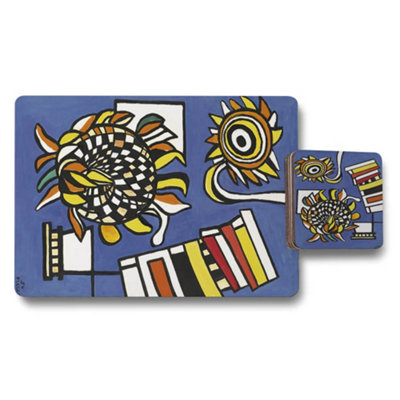 B&Q -  Designer Artwork Placemat And Coaster Set With Wood Backing Exclusive Edition