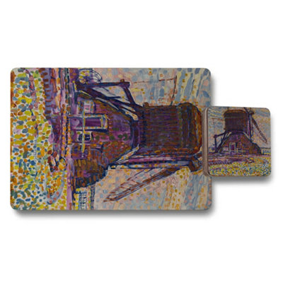B&Q -  Artisan Placemat And Coaster Set With Wood Base Designer Artwork Collection Limited Edition