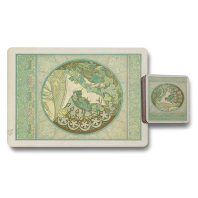 B&Q -  Placemat And Coaster Set With Wood Bottom And Designer Artwork Collection Limited Edition