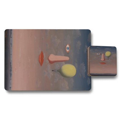 B&Q -  Designer Artwork Placemat And Coaster Set Elite Wood Base