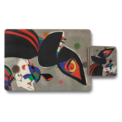 Benjamin Tate Design Placemat Coaster Set Giclee Print Wood Bottom Exclusive from B&Q