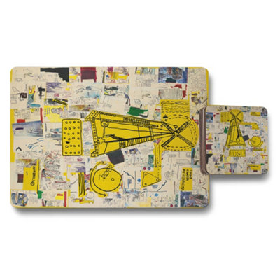 B&Q -  Designer Artwork Placemat And Coaster Set Twelve Piece With Wood Backing And Limited Edition Print Technology