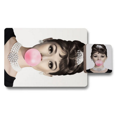 B&Q -  Placemat Coaster Set With Wood Bottom And Designer Artwork Collection Exclusive Edition
