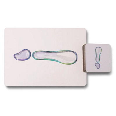B&Q -  Abstract Artwork Placemat And Coaster Set With Wood Base Designer Collection Limited Edition