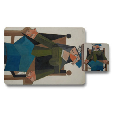 B&Q -  Designer Artwork Placemat And Coaster Set With Wood Bottom Exclusive High End Print Technology