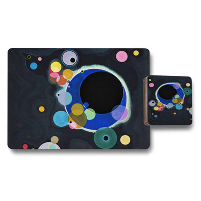 Benjamin Tate Design Designer Artwork Placemat And Coaster Set With Wood Back High End Print Technology Exclusive Circular Motif from B&Q