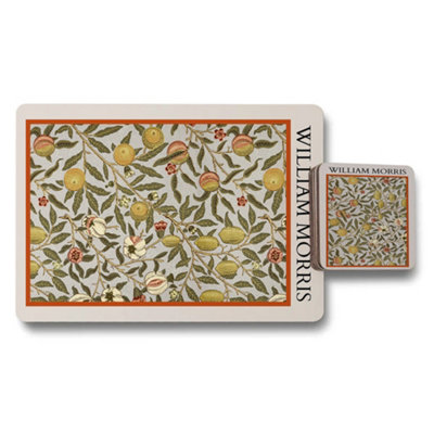 B&Q -  William Morris Collection Placemat And Coaster SetLuxury PrintWood Bottom12 Pieces