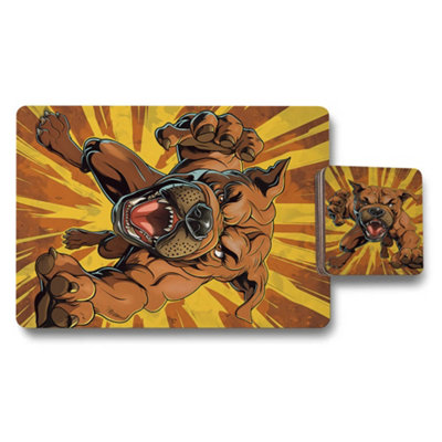 B&Q -  Designer Artwork Placemat Coaster Set Wood Base Exclusive