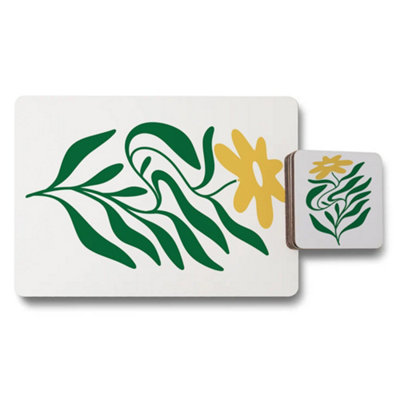 B&Q -  Designer Botanical Placemat Coaster Set Of 12 With Wood Base Exclusive Artwork Collection