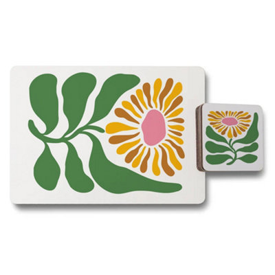 B&Q -  Designer Floral Placemat Coaster Set Of 12 With Wood Backing And Exclusive Edition