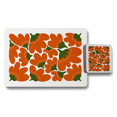 Benjamin Tate Design Floral Placemat And Coaster Set With Luxe Print And Wood Backing Exclusive Collection from B&Q