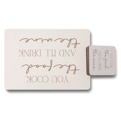 B&Q -  Placemat Coaster Set With Wooden Base Exclusive Artwork