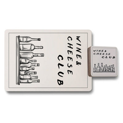 Benjamin Tate Design Wine And Cheese Club Placemat Coaster Set Of Twelve With Wood Bottom And Designer Print from B&Q