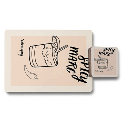 B&Q -  Designer Placemat And Coaster Set With Wood Bottom In Trend Artwork Collection Limited Edition