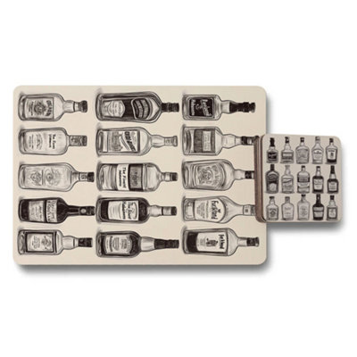B&Q -  Designer Placemat And Coaster Set Of 12 With Wood Base And Exclusive Artwork Collection