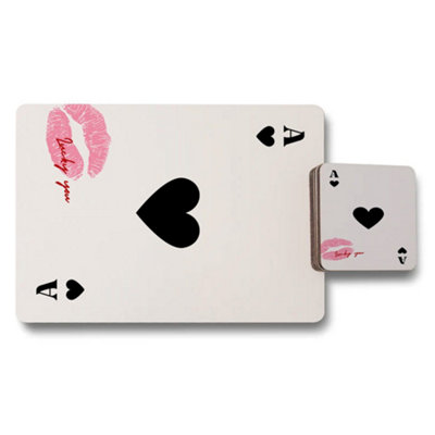 B&Q -  Placemat Coaster Set Designer Artwork With Wooden Base And Exclusive Collection Print