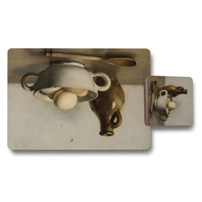 B&Q -  Designer Artwork Placemat And Coaster Set 11X8 Inch Placemats 3.7X3.7 Coasters Wood Base Exclusive Edition
