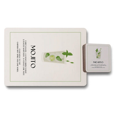 Benjamin Tate Design Mojito Placemat And Coaster Set Signature Collection Wood Base With High End Print from B&Q