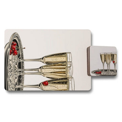 Benjamin Tate Design Designer Artwork Placemat Coaster Set With Wood Backing Exclusive Twelve Piece Collection from B&Q