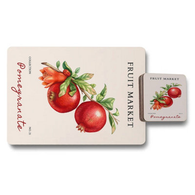 B&Q -  Fruit Market Placemat Coaster Set Pomegranate Collection High End Print Limited Edition
