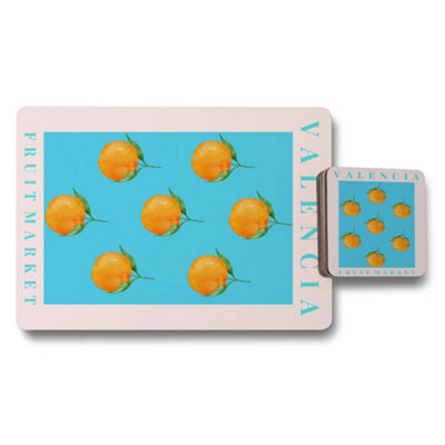 B&Q -  Valencia Fruit Market Placemats And Coasters Set From Valencia Collection Limited Edition Designer Artwork