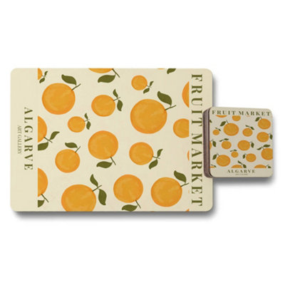 B&Q -  Algarve Fruit Market Placemat And Coaster Set Designer Artwork Limited Edition Collection