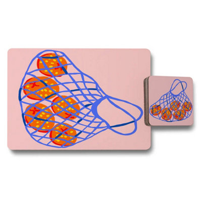 B&Q -  Placemat And Coaster Set With Designer Artwork Print And Wooden Bottom Limited Edition