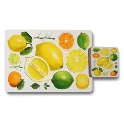 B&Q -  Placemat And Coaster Set In Designer Artwork With Wood Backing Limited Edition Exclusive