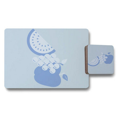 B&Q -  Placemat And Coaster Set Of 12 Designer Artwork With Wood Bottom Limited Edition