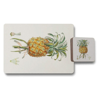 Benjamin Tate Design Exclusive Pineapple Placemats And Coasters Set Of 12 With Wood Backing Printed Artwork from B&Q