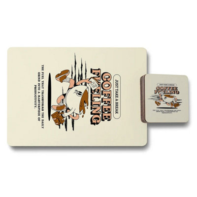 B&Q -  Designer Artwork Placemat And Coaster Set With Wood Bottom And Premium Print Technology Limited Edition