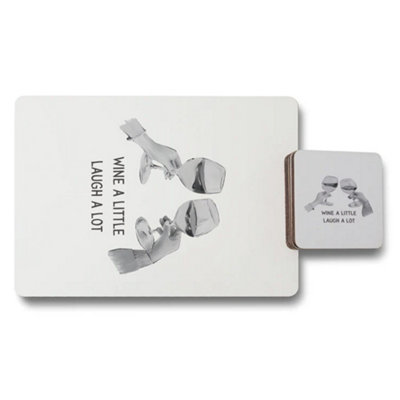 B&Q -  Placemat And Coaster Set With Wood Bottom Designer Artwork Exclusive Limited Edition