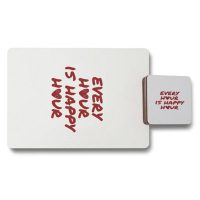 B&Q -  Designer Artwork Placemat And Coaster Set With Wood Bottom Exclusive Limited Edition