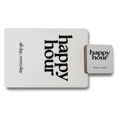 B&Q -  Placemat And Coaster Set With Designer Artwork And Wood Base Exclusive Collection