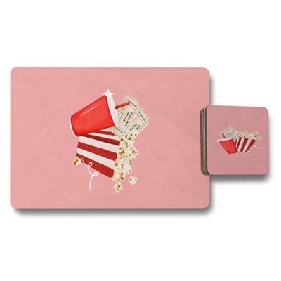 B&Q -  Placemat Coaster Set Designer Artwork With Wood Bottom Exclusive Collection Set Of Twelve