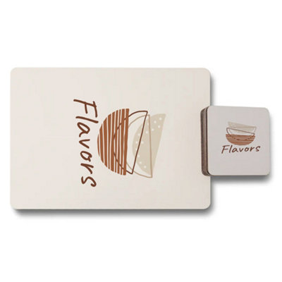Benjamin Tate Design Flavors Placemat Coaster Designer Artwork Wood Limited from B&Q