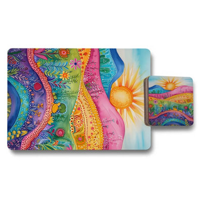 B&Q -  Placemat And Coaster Set With Wood Bottom And Designer Artwork Limited Edition Exclusive