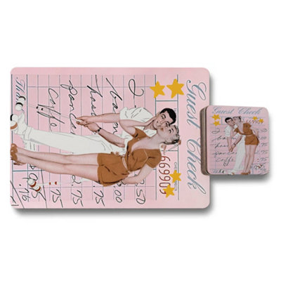 B&Q -  Designer Artwork Placemat And Coaster Set With Wood Bottom Limited Edition Exclusive Studio Collection