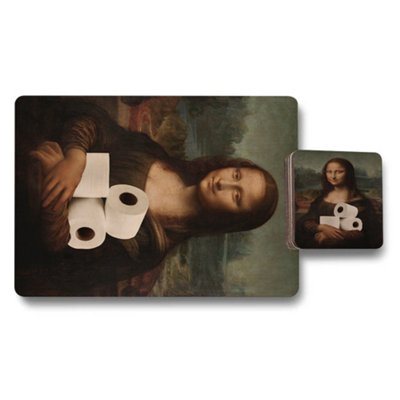 B&Q -  Designer Artwork Placemat And Coaster Set Featuring Giclee Print On Wood Bottom For Elegant Tables Exclusive Edition