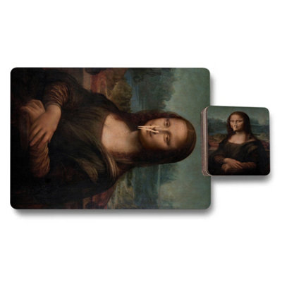 B&Q -  Designer Artwork Placemat Coaster Set Wood Base Elite